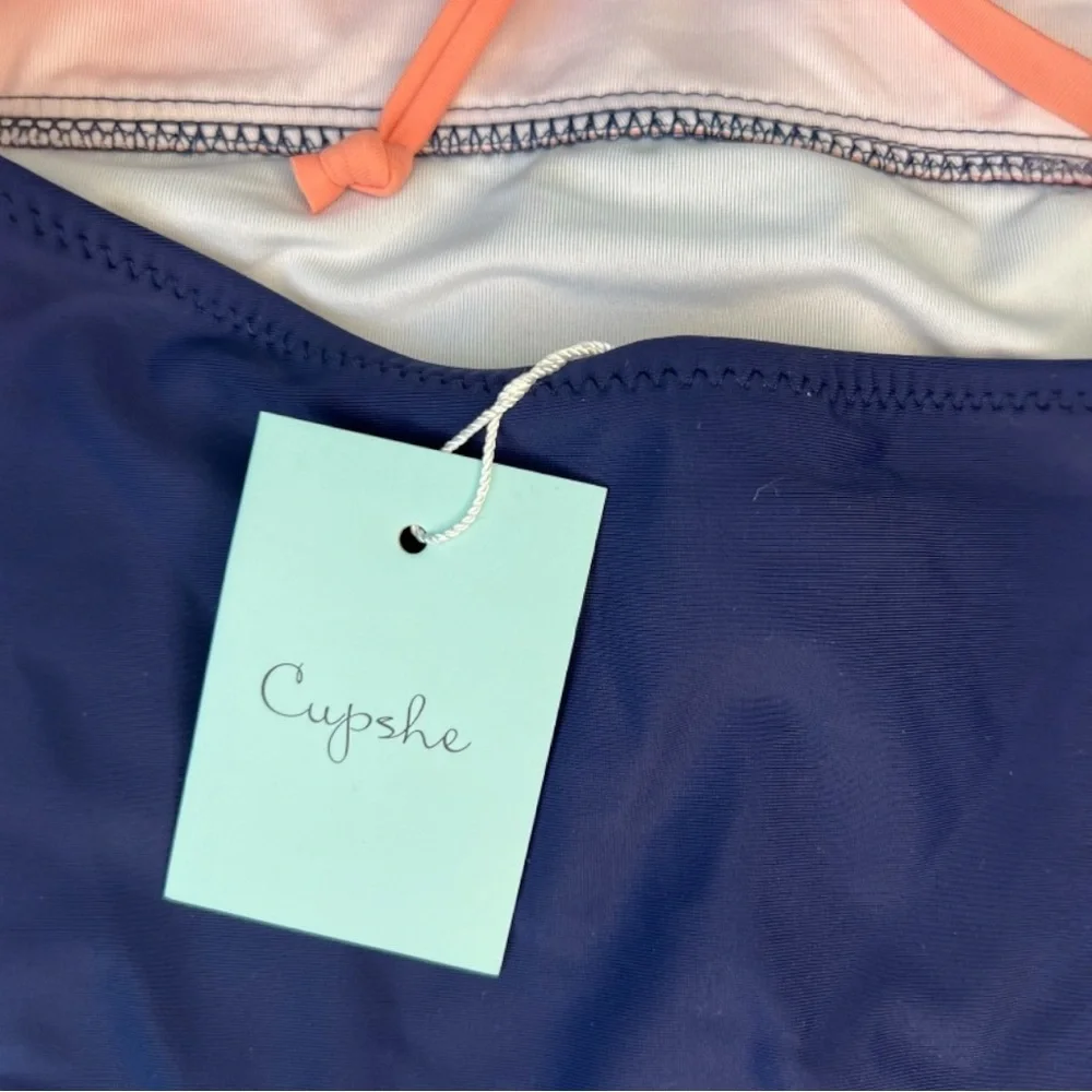 Cupshe Lucky Star Coral and Navy Blue One Piece Swimsuit Size Small - Picture 8 of 10